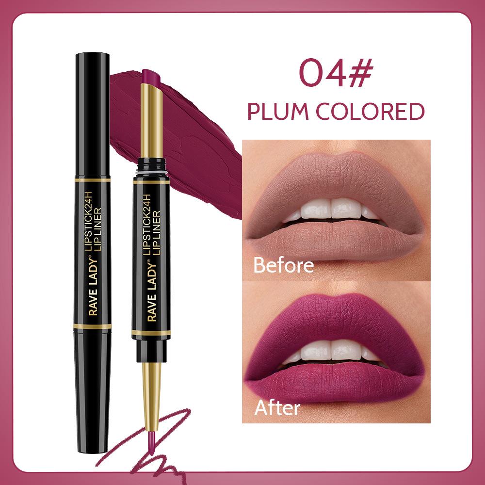 RAVE LADY Double-Ended Waterproof Matte Lipstick & Lip Liner Pen