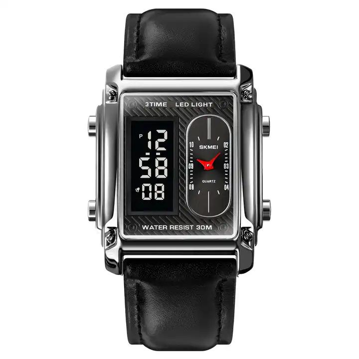 SKMEI 1868 Neuankunft 3ATM Wasserdicht Digital Einzigartig Chrono Relogio Mode Elektronisch Stahl Leder Uhren für Herren