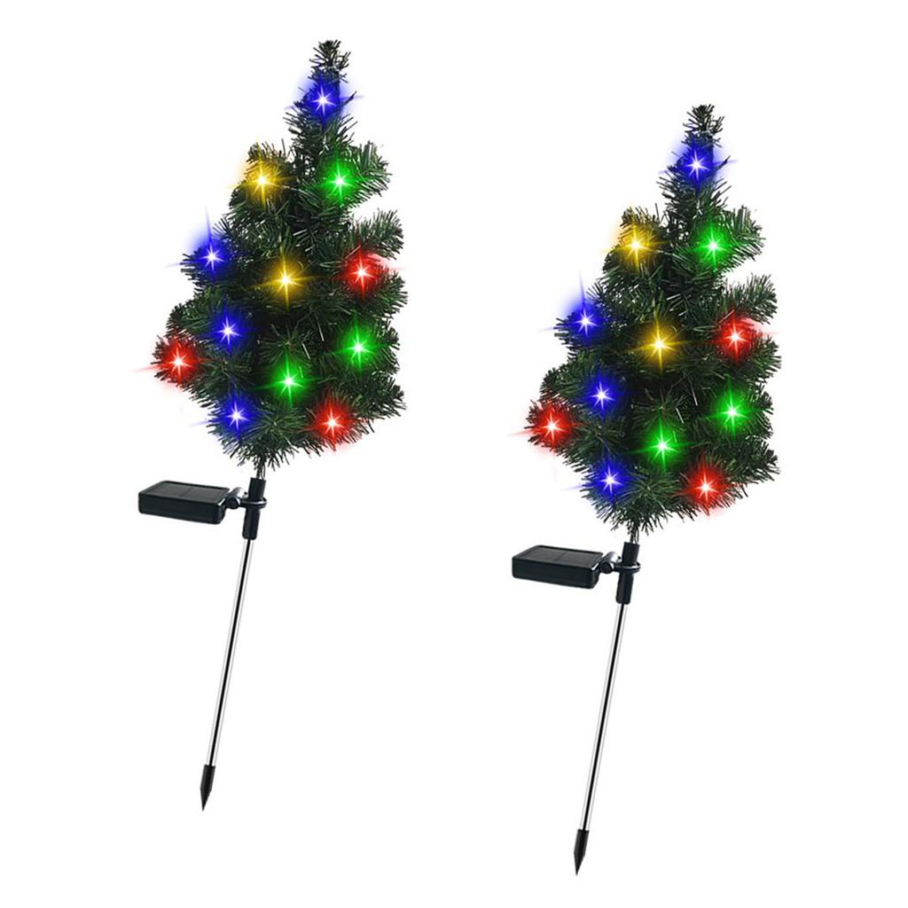 Solar Lawn Lamp Ground Stake Xmas Tree Water Proof Holiday Landscape Light for Outdoor Garden Courty