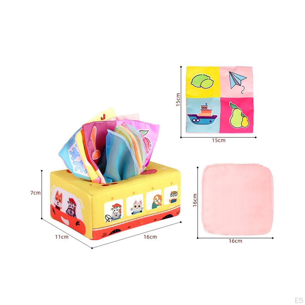Baby Tissue Box Sensory Toy Busy Pulling Counting Motor Skills Montessori Crinkle