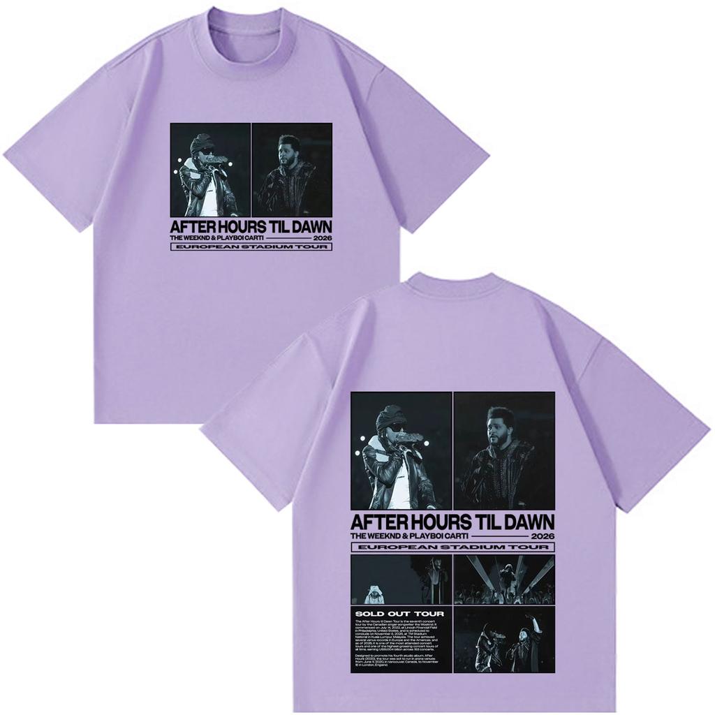 Rapper The Weeknd After Hours Til Dawn Mit Playboi Carti Tour 2026 Print T-Shirt Unisex Hip Hop Mode Vintage Baumwoll-T-Shirts