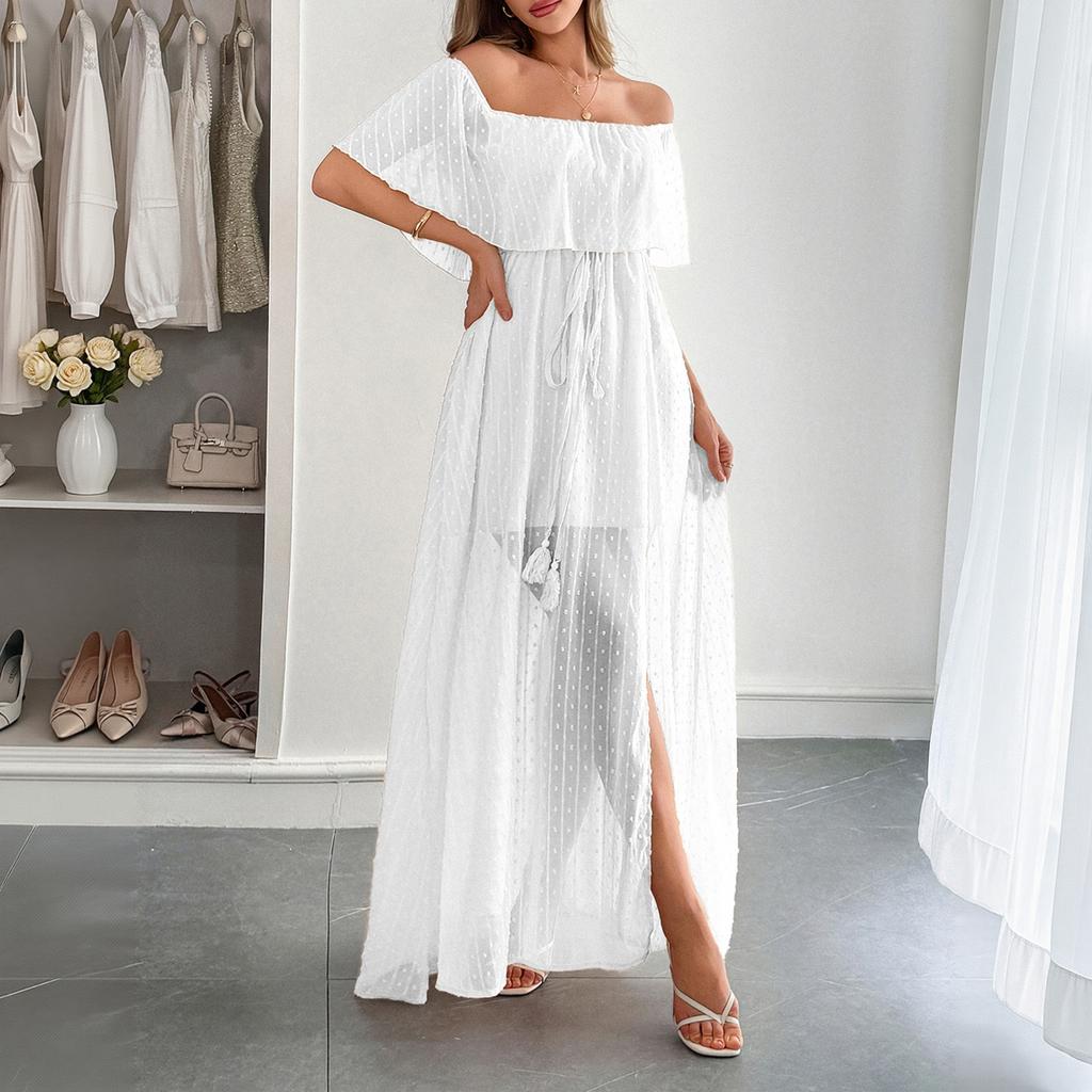Women's Bohemian Sexy Off-Shoulder Short Sleeve Dress for Summer
