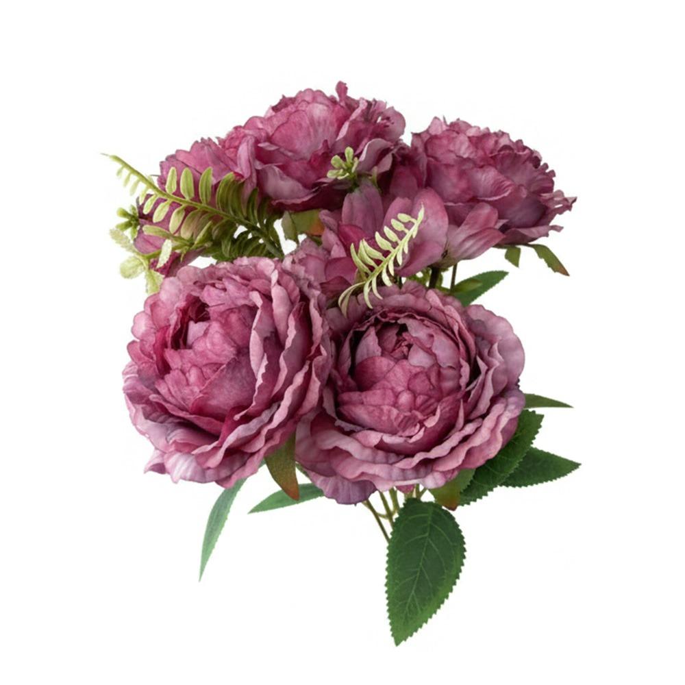 Multicolor Peony Artificial Flower Daisy Flower Silk Petals Simulation Flower Bouquet Floral Arrangement Green Leaves