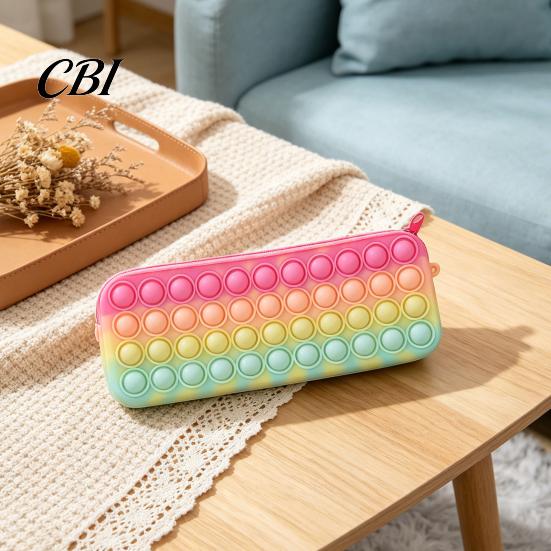 Decompression Pencil Case Pop Case, Large Capacity Silicone Storage Bag, with Relief Bubble Toy Stationery for Kids School Office Stress