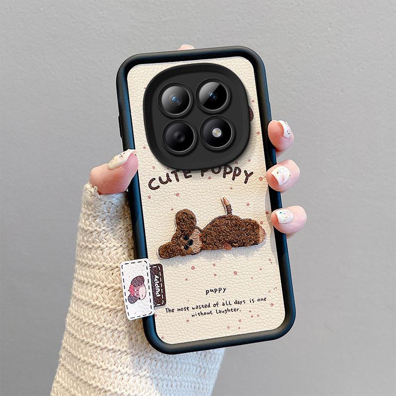 KEYSION Cartoon Cute Plush Embroidery Case for Redmi Note 15 Pro 5G 15 4G with Lanyard Silicone Shockproof Phone Cover for Xiaomi POCO M8 5G