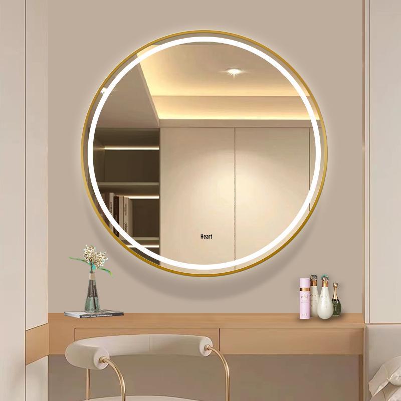Round LED Bathroom Vanity Mirror with Frame, Anti-Fog, Wall-Mounted