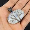 Árbol de la vida doble, piedra lunar, piedra preciosa, envoltura de alambre de cobre, colgante hecho a mano, regalo de joyería