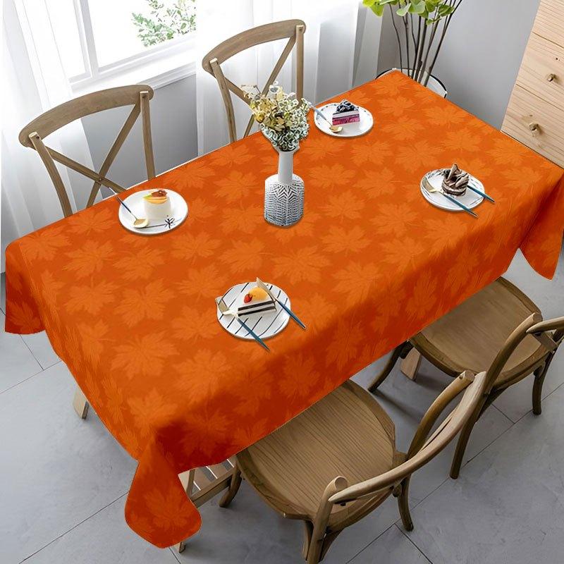 1pc 1pcs Autumn Tablecloth Suitable & Dining Table Cover, Durable Table Cover with Orange Maple Leaf Pattern, Warm Fall Table Decor for Rectangular/Ov