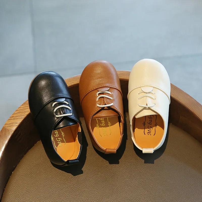 Spring New Casual Children's Slip-on Beanie Shoes British Style Boys Girls Leather Shoes All-mtach Kids Flats Baby Sneakers