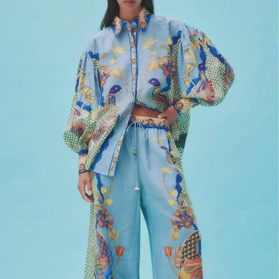 Σετ πουκάμισο με ζώα και μακριά μανίκια & παντελόνα με λάστιχο στη μέση - Φθινόπωρο 2023