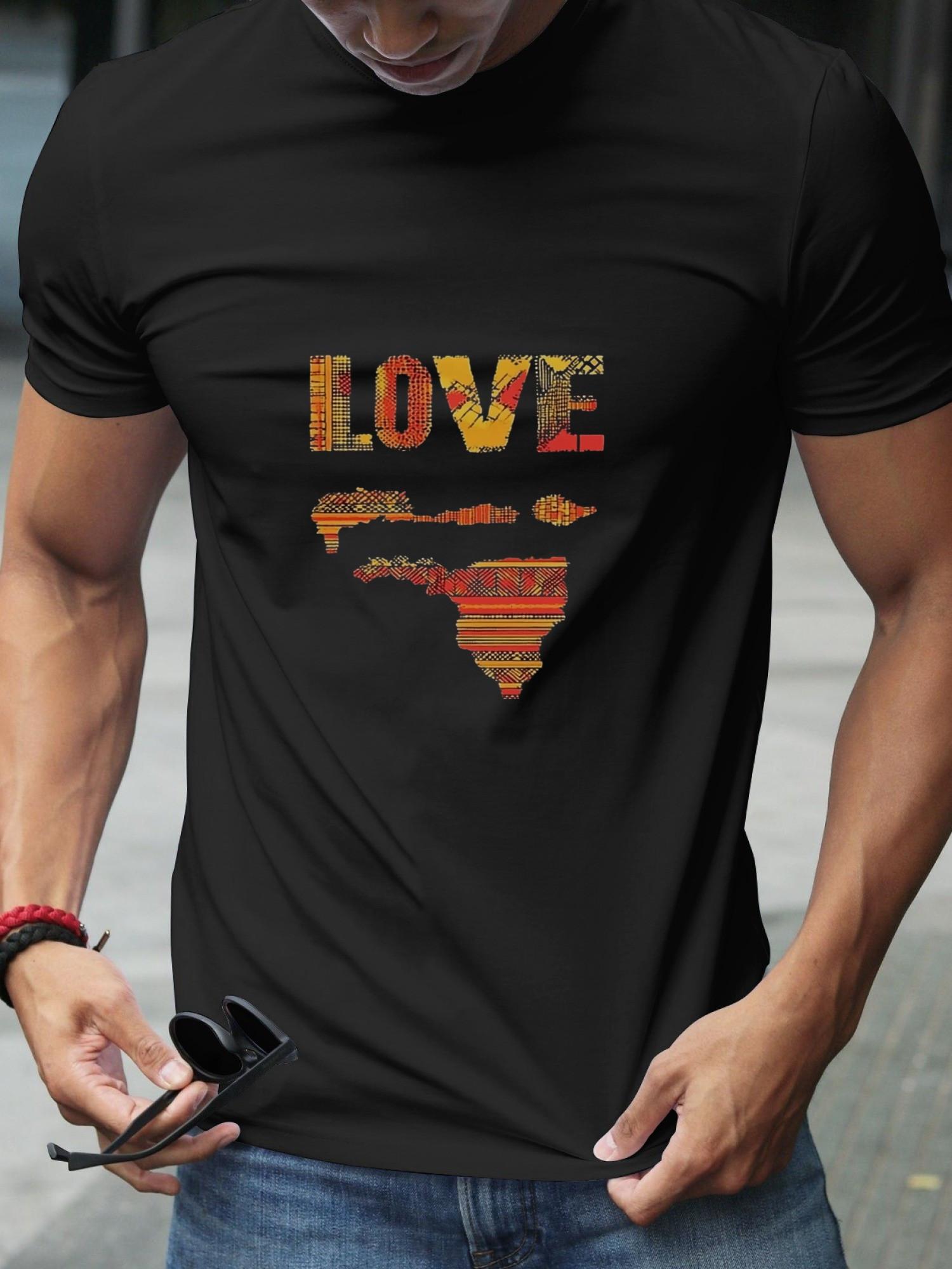 African Kente Cloth LOVE Design Black History Month T-shirt - 180g Cotton Crew Neck Short Sleeve S