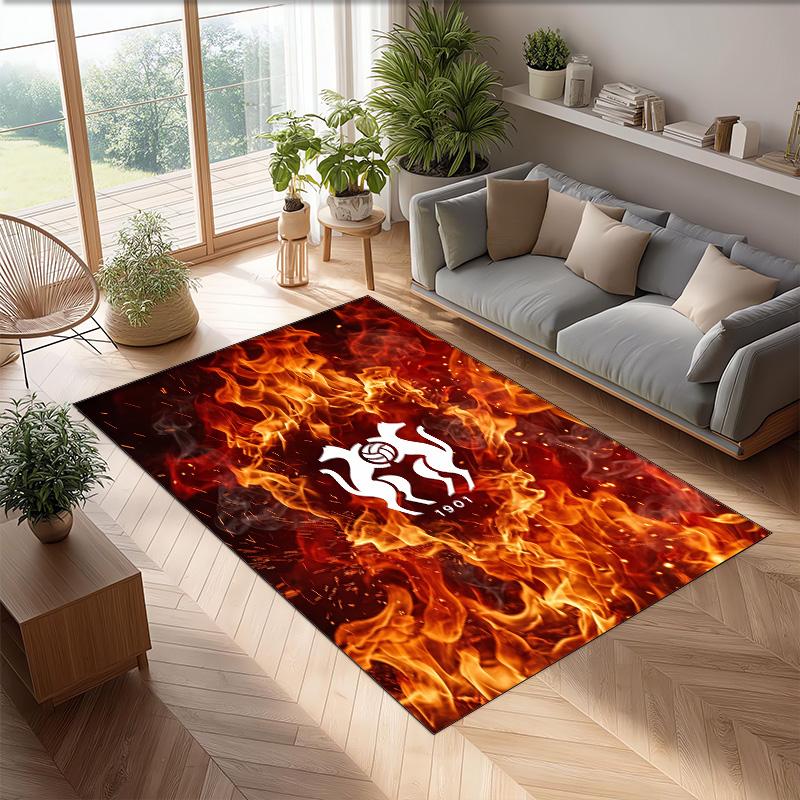 Stade Rennais FC Soccer Football Pattern Soft Area Rug Non Slip Indoor Floor Carpet Sports Decor Mat for Bedroom
