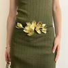 Elegant Zinc Zinc Alloy Flower Belt Vintage PU Leather Rope Belt Fashion Tulip Waist Chain  Pants