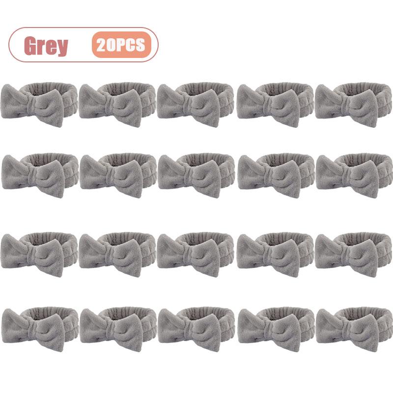 1-20PCS Soft Coral Fleece Headband for Face Washing Makeup Bow Design Hair Hoop Light Beige Yoga Turban for Girls Women