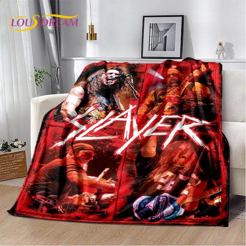 Slayer Heavy Metal Band Weiche Plüschdecke, Flanelldecke, Überwurfdecke für Wohnzimmer, Schlafzimmer, Bett, Sofa, Picknick-Abdeckung, warme Kinder