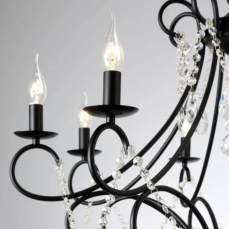 American Country Style Crystal Chandelier Iron Nordic Modern Living Room Candle Chandelier Bedroom Home Decoration Lighting