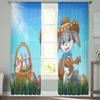 Ostern Gras Kaninchen Tüll Vorhang für Wohnzimmer Sheer Volant Vorhang für Küche Schlafzimmer Fenster Vorhänge