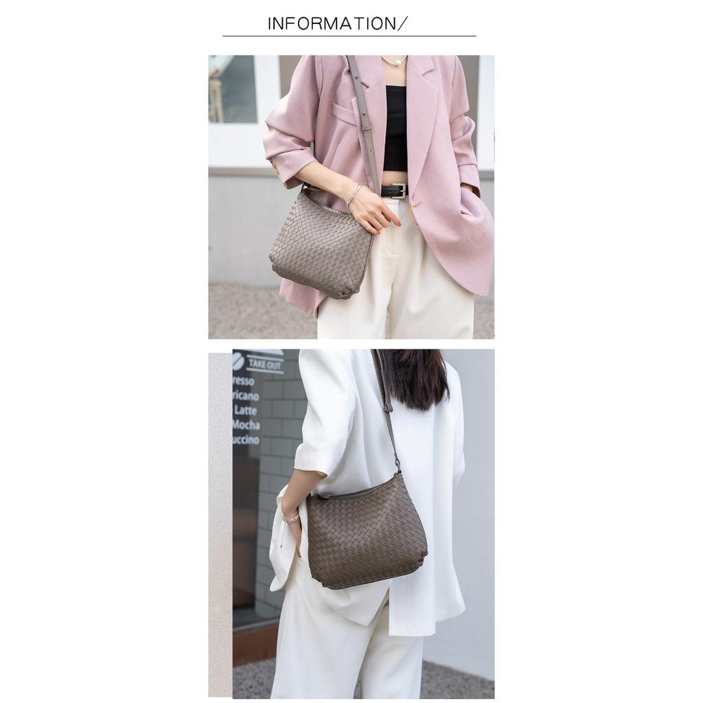 Trendige neue gewebte Damenhandtasche erste Schicht Lammleder handgefertigt Mode Umhängetasche Diagonal über den Körper tragbar Zweizwecktasche Damen vielseitige Crossbody-Tasche