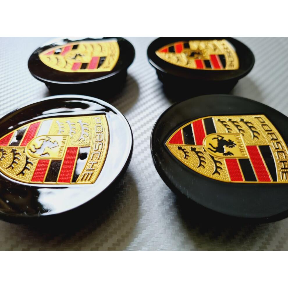 4x Porsche Wheel Centre Caps | Black 65mm