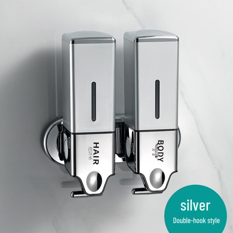 Wall-Mounted Dual Soap Dispenser with Double Hook for Bathroom & Kitchen
