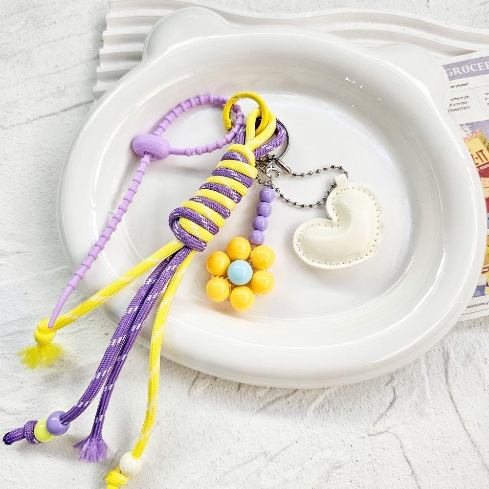 

Сделай сам Брелок для ключей с цветком Дофаминовый цветок Веревочный брелок Простой брелок для ключей с цветком Украшение для ключей жёлтый