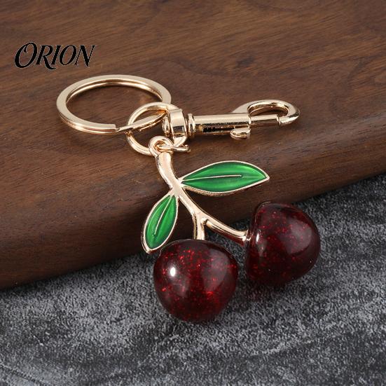 Women Purse Charms Double Cherry Keychain for Women, Golden Plated Alloy Car Key Ring, Decorative Charm Pendant Handbags Backpacks Purses Aesthetic