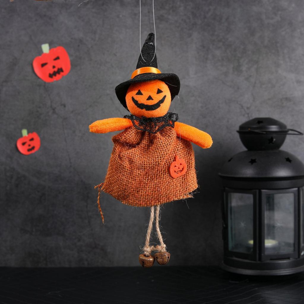 A Set Of 4 Halloween Decoration Dolls Halloween Pumpkins Ghosts And Witches Party Doll Pendants Venue Decoration