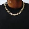 European High Quality Men's Cuban Link Chain Necklace Hip Hop Iced Out Crystal Cuban Link Chain Necklace