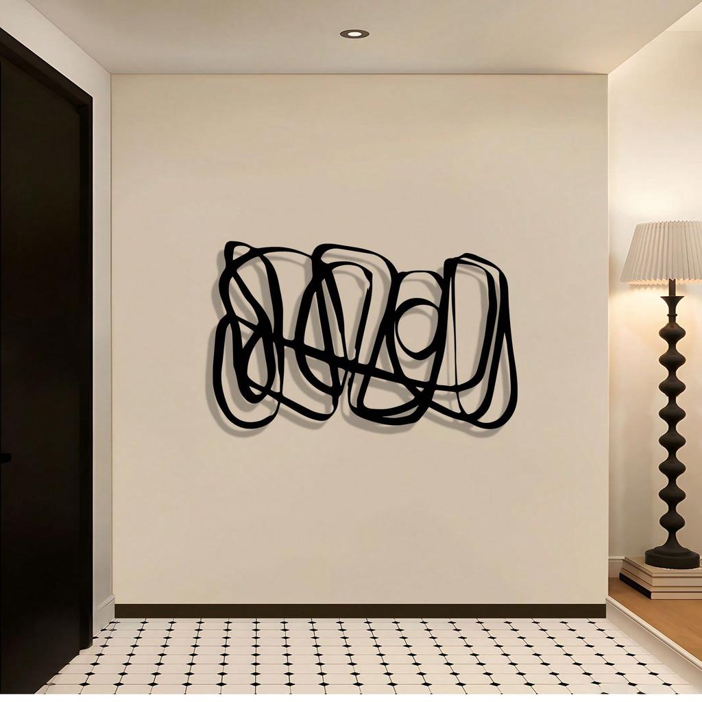 Abstract Metal Wall Art Line Contemporary Interior Decor