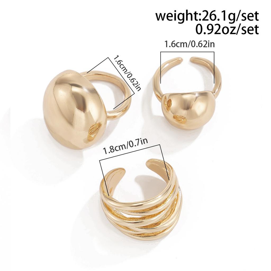 Design Sense Lava Metal Smooth Opening Ring Ring for Women's Niche Texture Geometric Curved Ring