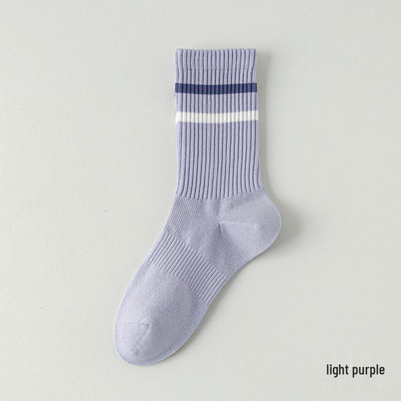 Women's Pure Cotton Mid-Calf Socks - Odor-Resistant, Sweat-Absorbent, Casual Sports Socks for Spring & Autumn, White, Trendy
