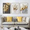 Simple Golden Abstract Leaf Wall Art Canvas Painting Feather Poster Picture Living Room Home Decoration