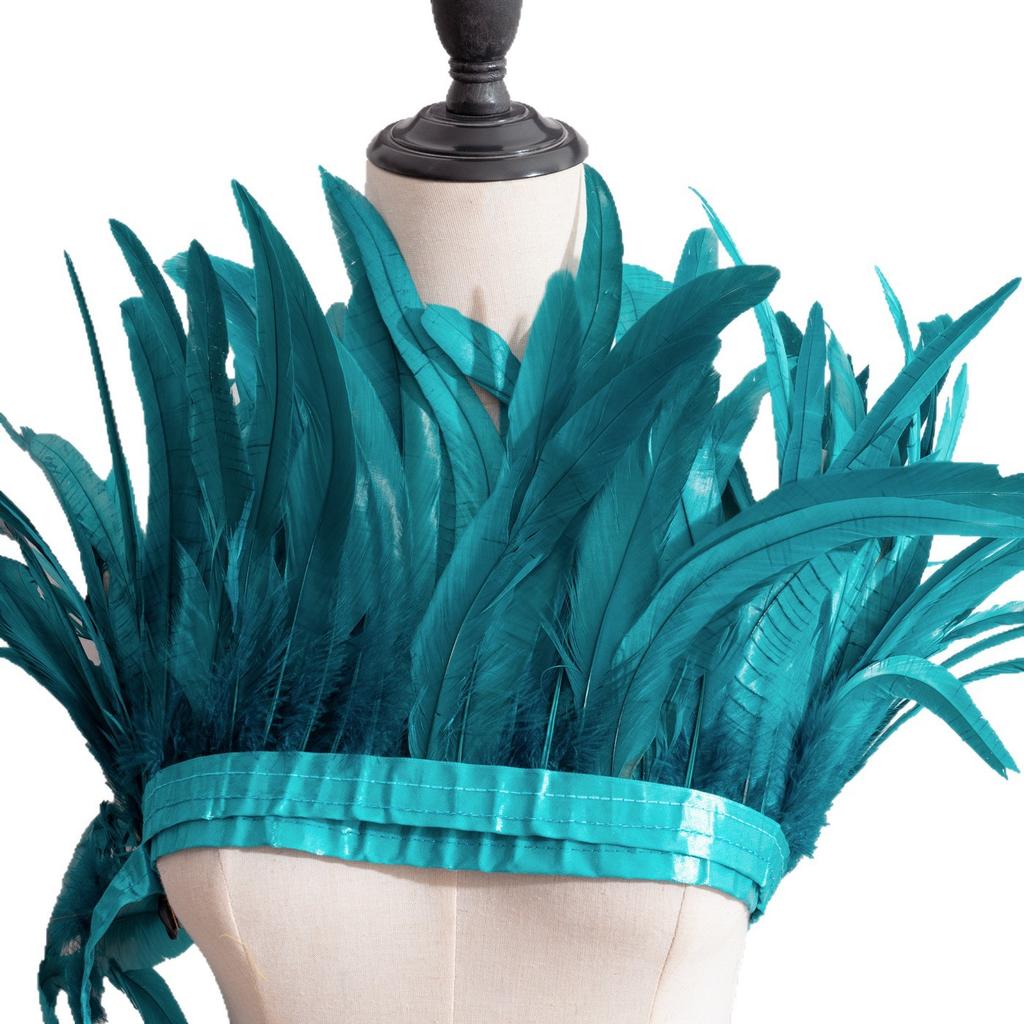 2 Meters/Strip Rooster Tail Cloth Edge Chicken Feather Cloth Strip Performance Dress Skirt Cloth With Shawl Feather Decoration Clothing Accessories
