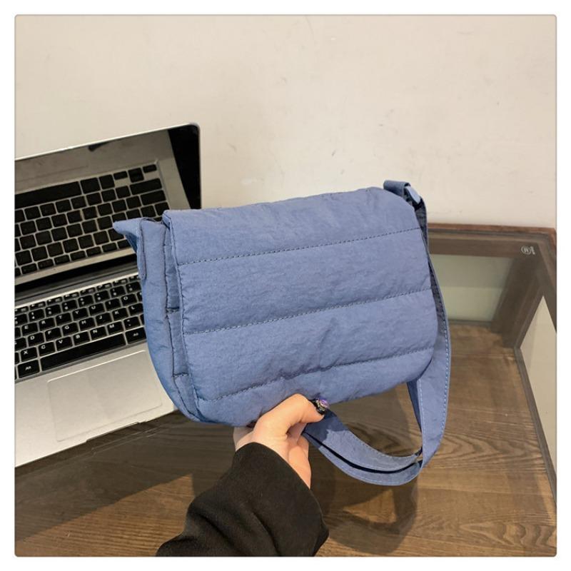 Embroidery Thread New Solid Color Small Fresh Shoulder Bag Gentle Lazy Wind Simple Age Reduction Messenger Small Square Bag