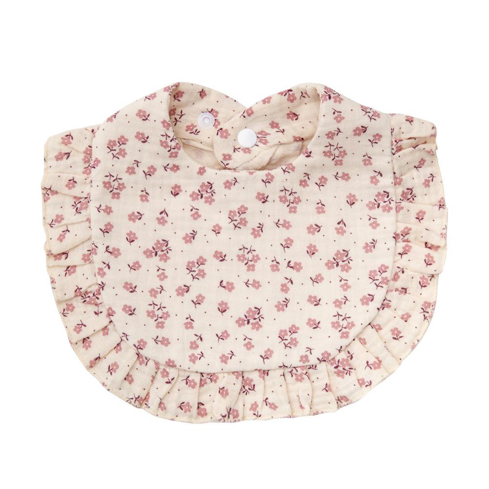 Baby Cotton Gauze Bibs With Ruffled Edge Soft Absorbent Drool Bib For Newborns Infants Toddlers Saliva Towel Burp Cloth