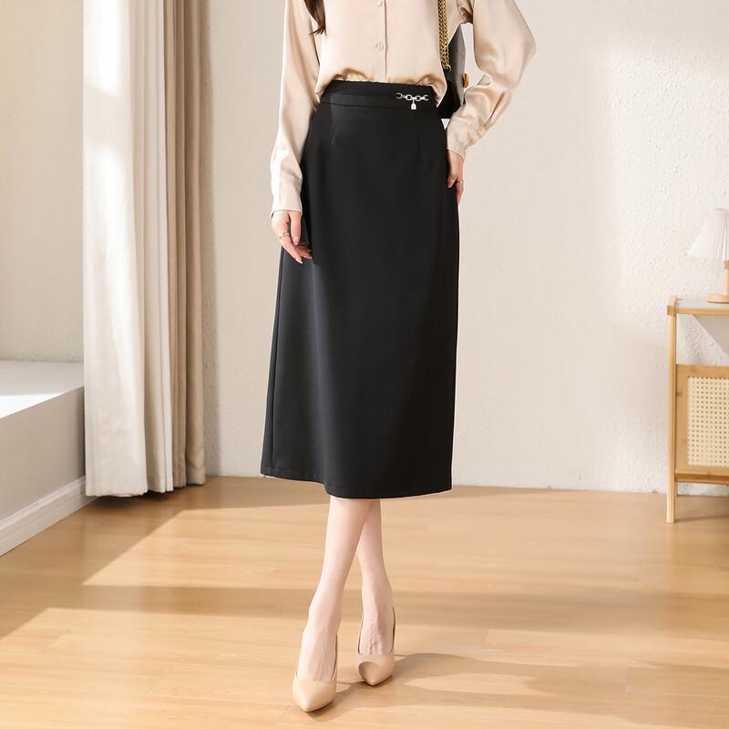 TERRE BLEUE Women s Elegant High-Waist Midi Skirt L