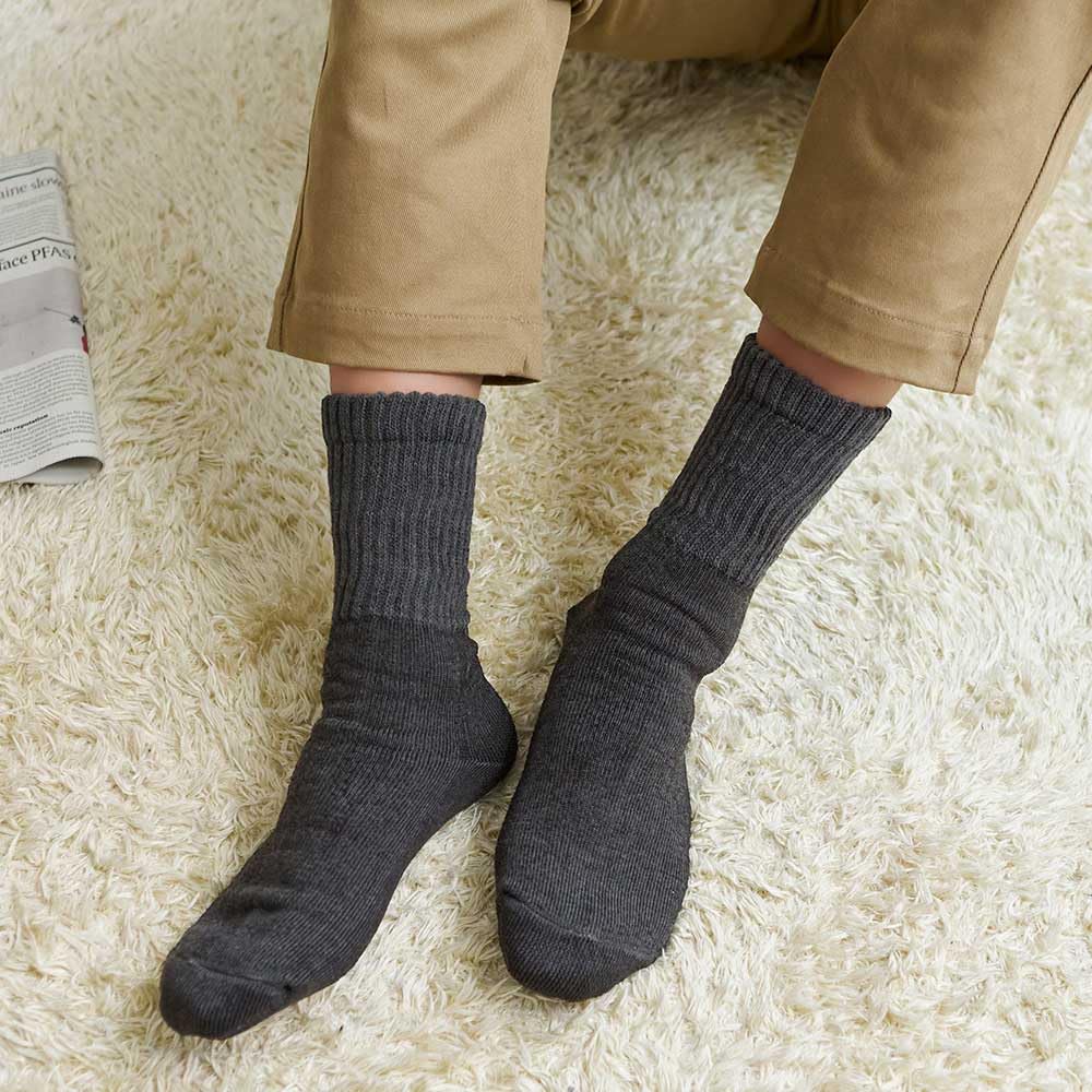 Gunze AGY302 Fire Acedron Warm Room Full Pile Black Men's Socks, Moisture-Wicking, Heat-Generating, 3-Layer, Knit, Deodorizing,