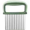 Feliator Wavy Crinkle Cutter Stainless Steel Blade Comfort Grip Kitchen Vegetable Slicer Green 3.5x2.8in