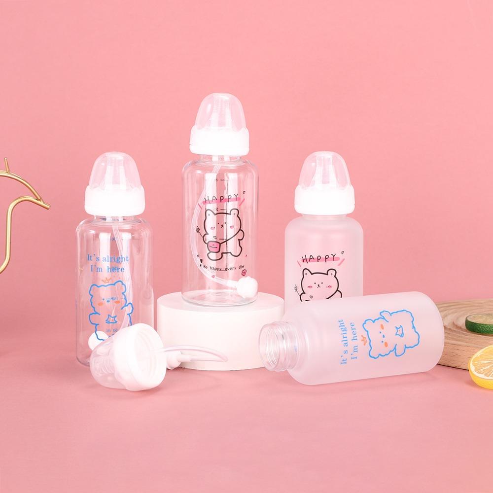 400ml Portable Straw Cup Strawberry Bear Drinking Bottles Cute Water Bottle  Girls Kids Adult