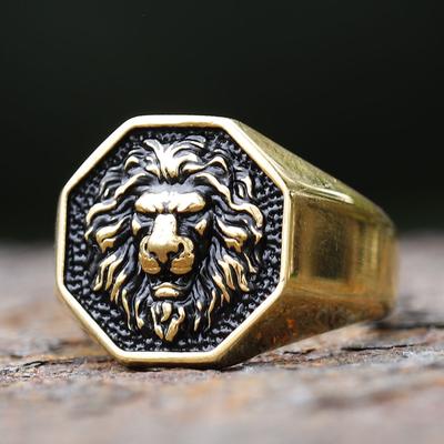 3D Lion Head Ring Stainless Steel Punk Jewelry For Men Women Vintage Animal Gift Trendy Domineering