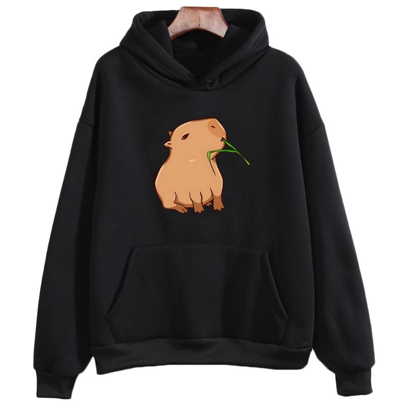 Zabawna bluza z kapturem z nadrukiem kapibary kobiety/mężczyźni Kawaii Cartoon topy bluza dla dziewczynek Unisex moda Harajuku graficzne swetry z kapturem
