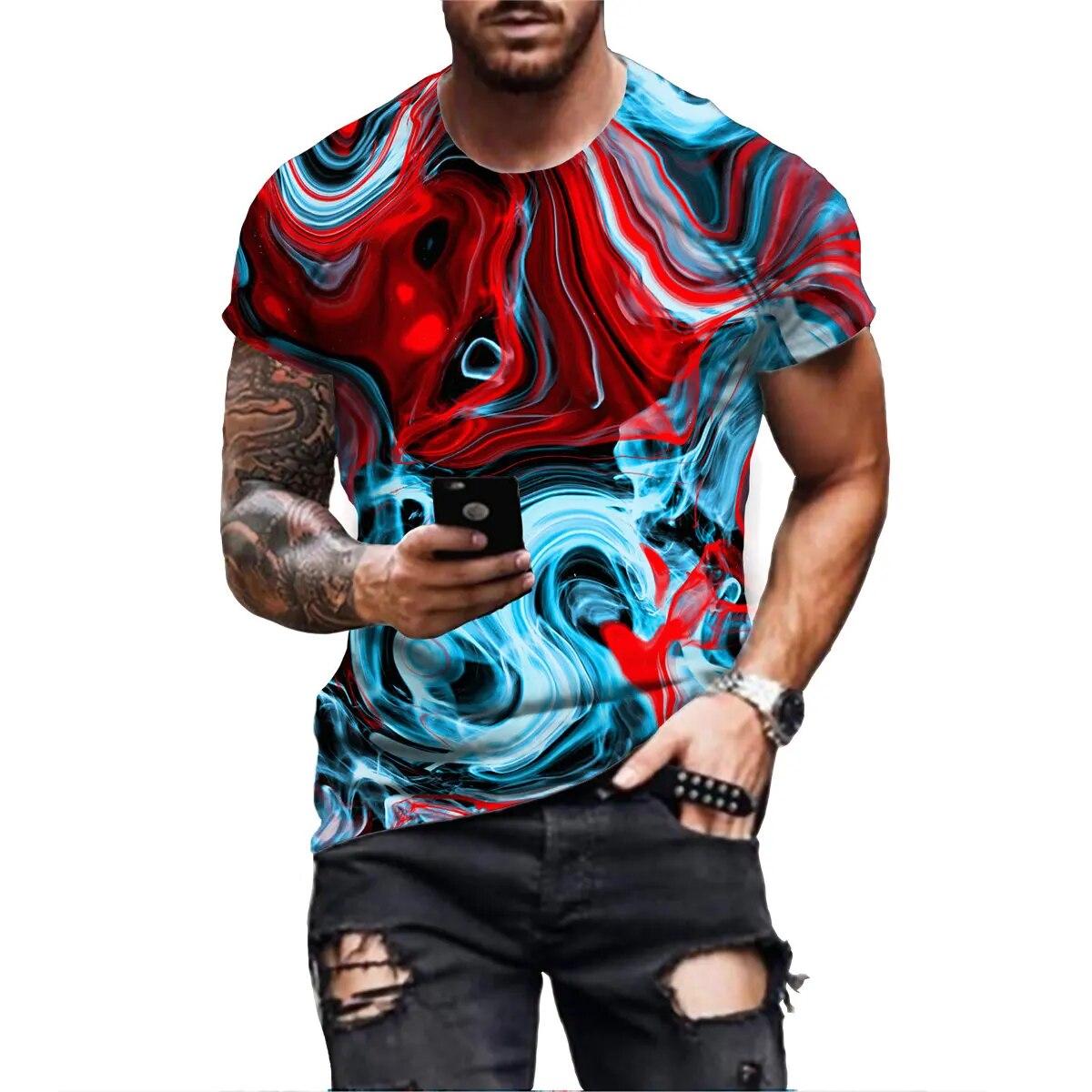 

Модная футболка с 3D принтом, мужская летняя футболка с коротким рукавом Harajuku, уличная футболка