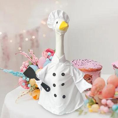 Chef Geese Costume Outdoor Geese Dress Patio Art Decoration Cartoon Chef Outfit Garden Statue Decoration For Spring Lawn Yard