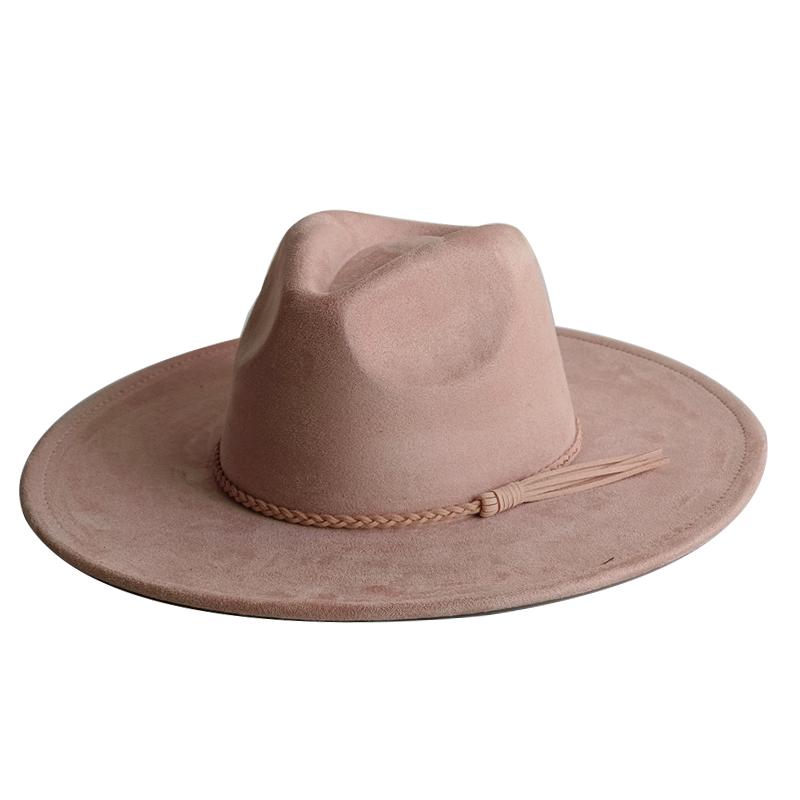 Khaki Suede Hat Wide Brim New Fedora Hat Men Women Autumn Winter Felt Hats Classic Church Fedoras Chapeau Sombrer