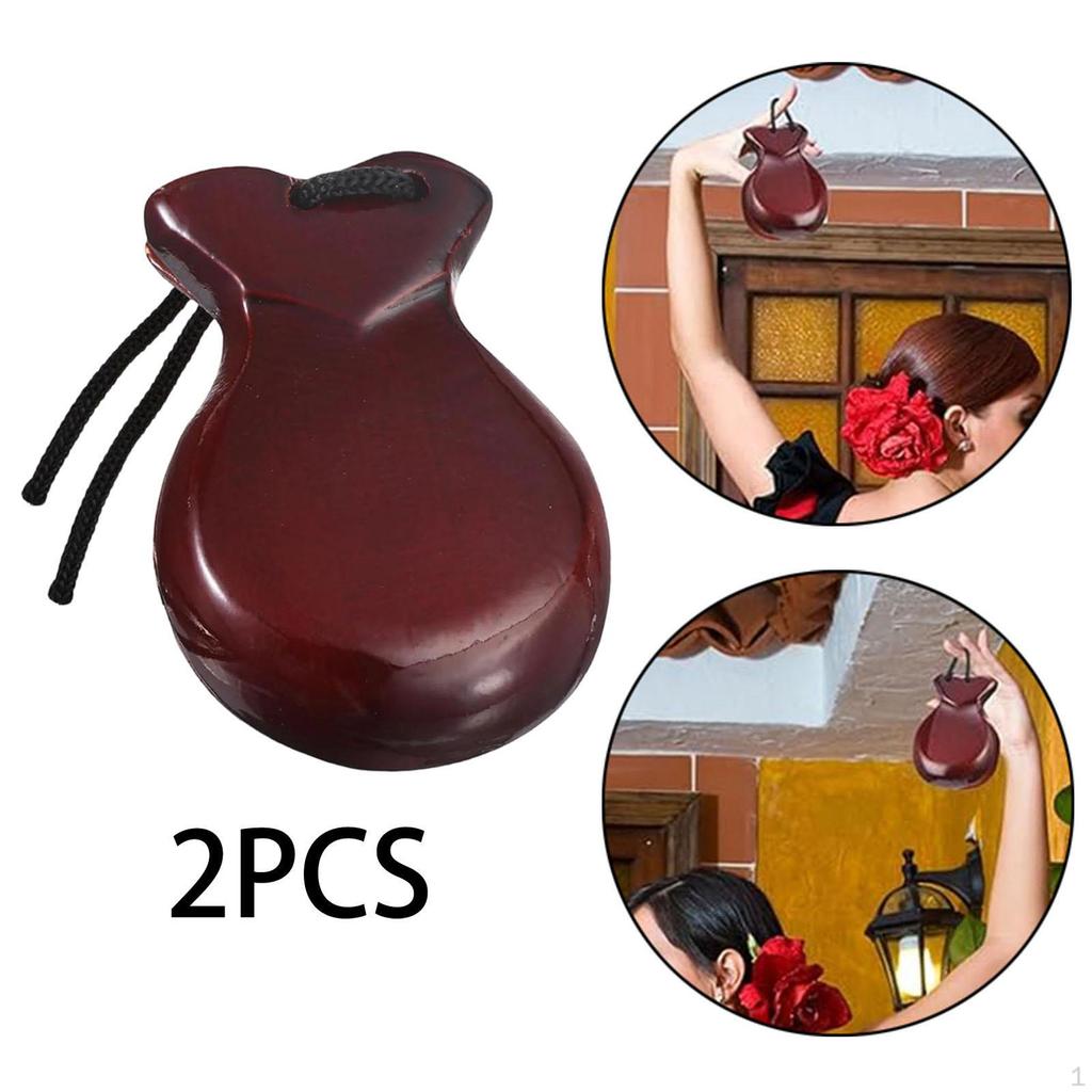 1 Pair Spanish Wooden Castanets for Adults And Children, Handmade Hand Percussion Instruments