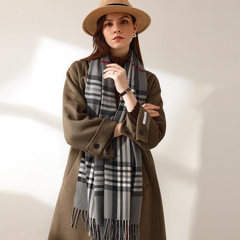New scarf autumn and winter warm shawl scarf female sweet imitation cashmere scarf medium and long plaid scarf