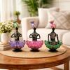 Handmade Metal Iron Sitting Musician Set of 3 Playing Musical Instrument Idol Handpainted Figurine Showpiece for Home Decor