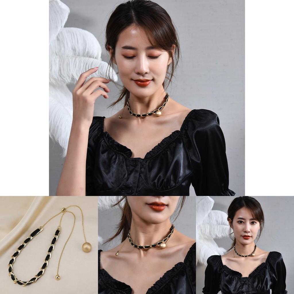 Unique Handmade Black Woven Chain Necklace With Elegant Pearl Details Perfect For Every Occasion