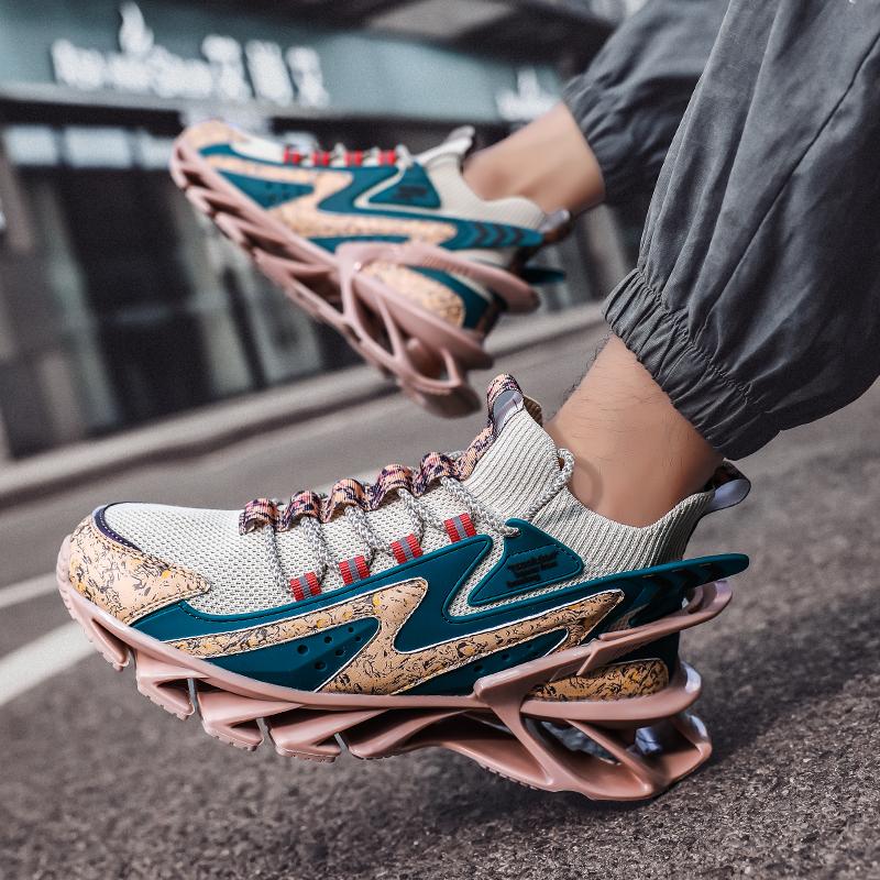 Fashion Lace-up Men's Sneakers Trendy Blade Shoes Elastic Outdoor Sports Shoes Teenager Running Exercise Shoes