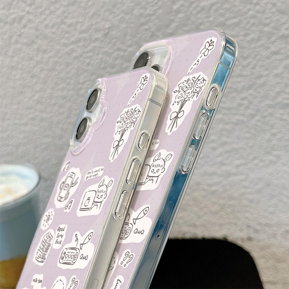 Painted Phone Case for iPhone 12 13 15 16 iPhone 16 12 13 14 15 Pro  14 15 16 Pro Max Coverage Shockproof Anti-Fingerprint Fresh Style Protective Case